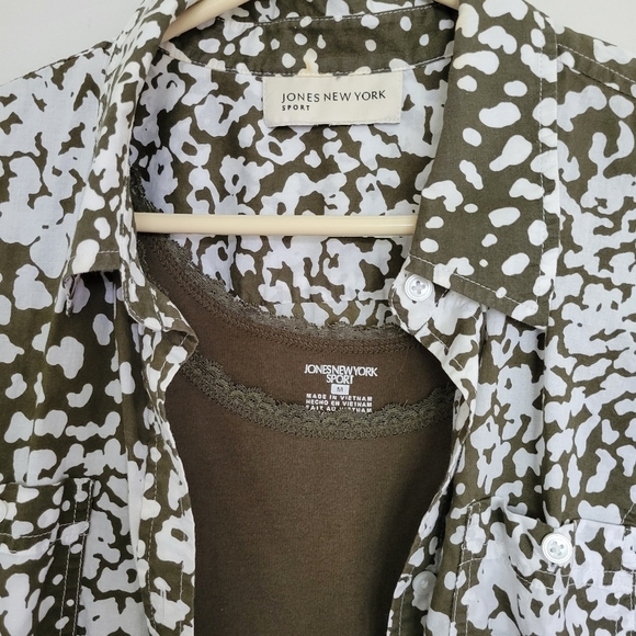 Jones Of New York 2 Pieces Matching T Shirt & Blouse Medium - Picture 4 of 10